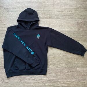 Riot Society Black and Blue Sweater with Turquoise Graphics